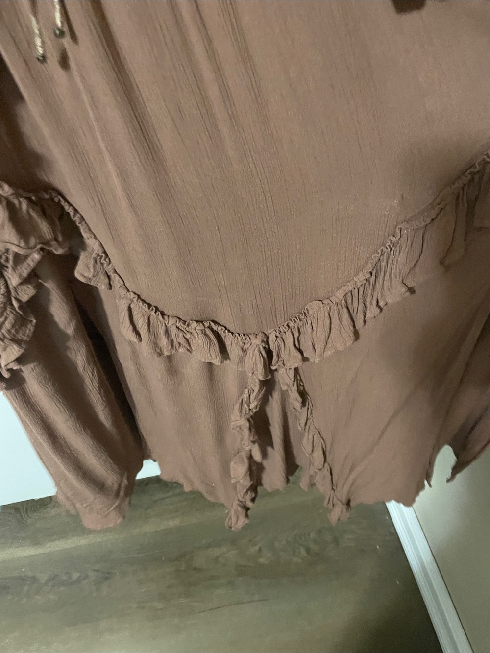 Free People Boho Ruffle Maxi Dress in Brown Size Small - Picture 4 of 11